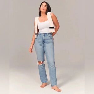 A&F Distressed Dad Jeans